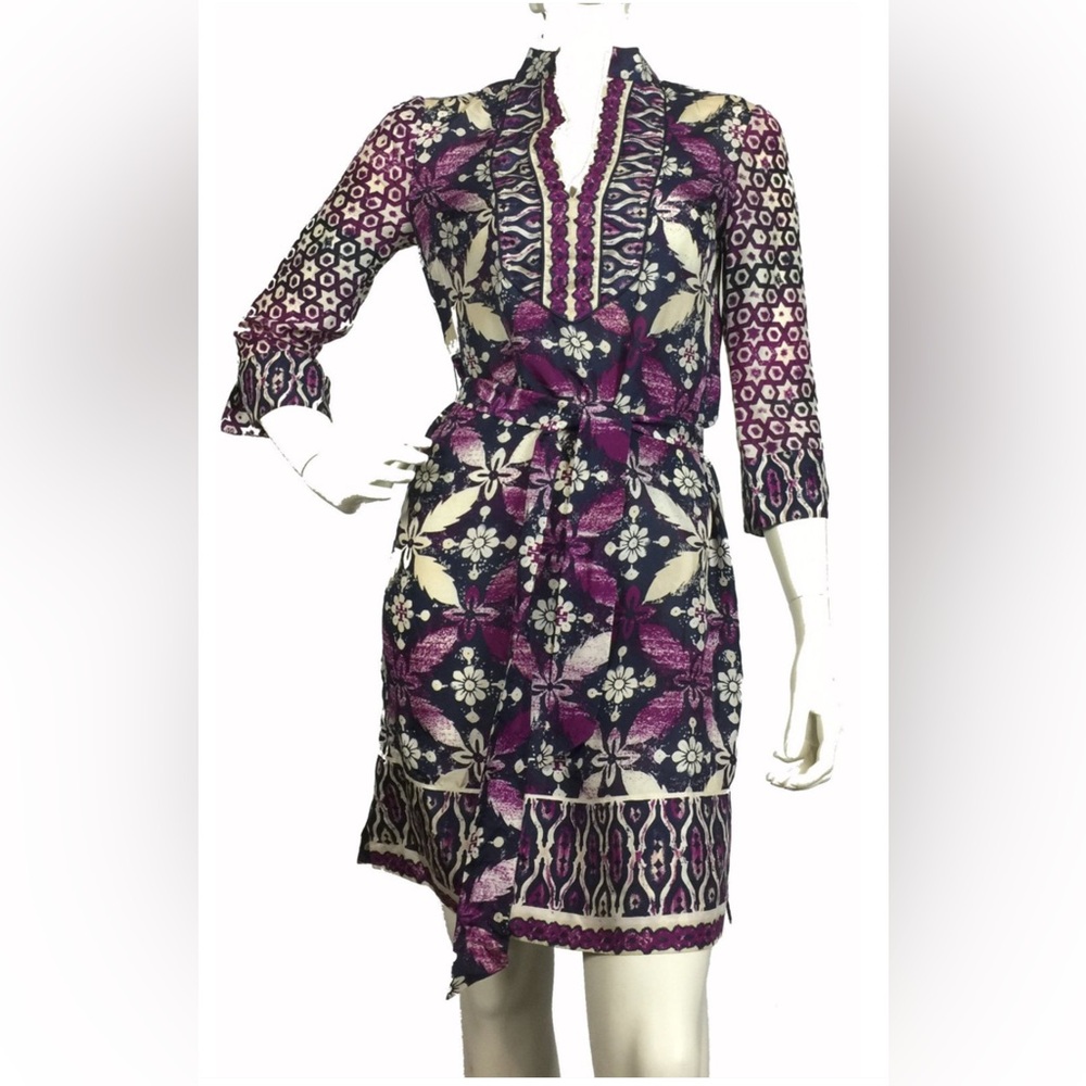 Tori Burch Floral Silk Tunic Dress Size 8